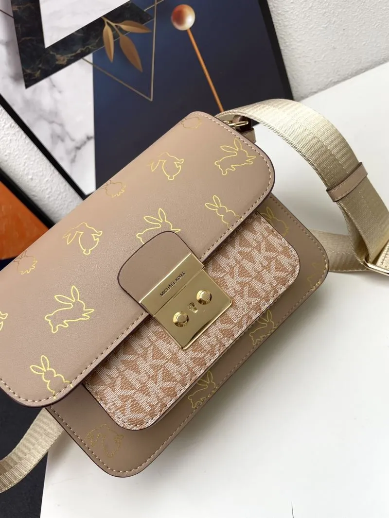 Michael Kors Taupe Satchel Crossbody Bag H02087 21cm - Image 5
