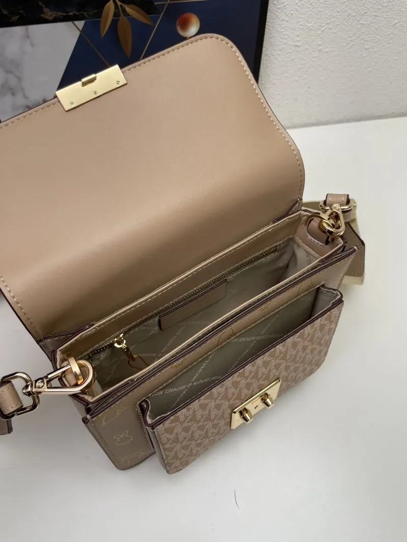 Michael Kors Taupe Satchel Crossbody Bag H02087 21cm - Image 8
