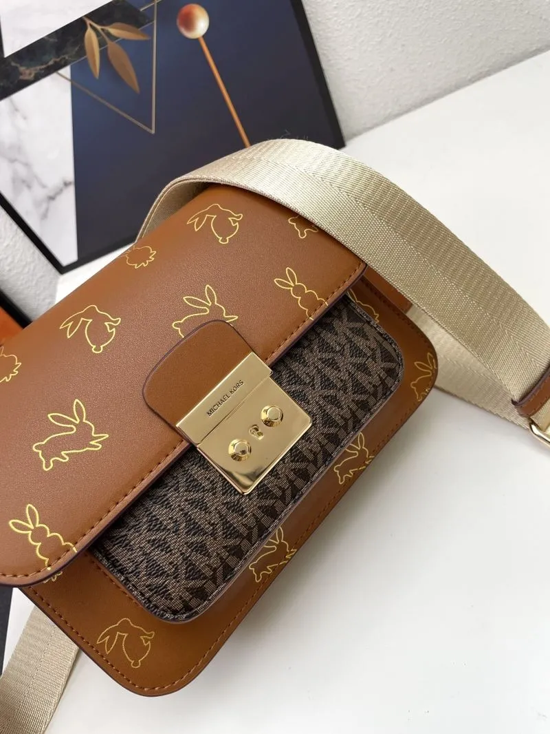 Michael Kors Brown Rabbit Print Crossbody Satchel Bag H02087 21cm - Image 5