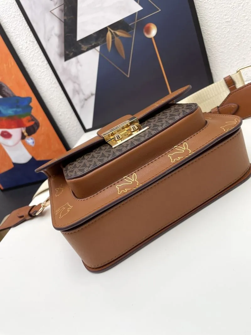 Michael Kors Brown Rabbit Print Crossbody Satchel Bag H02087 21cm - Image 6