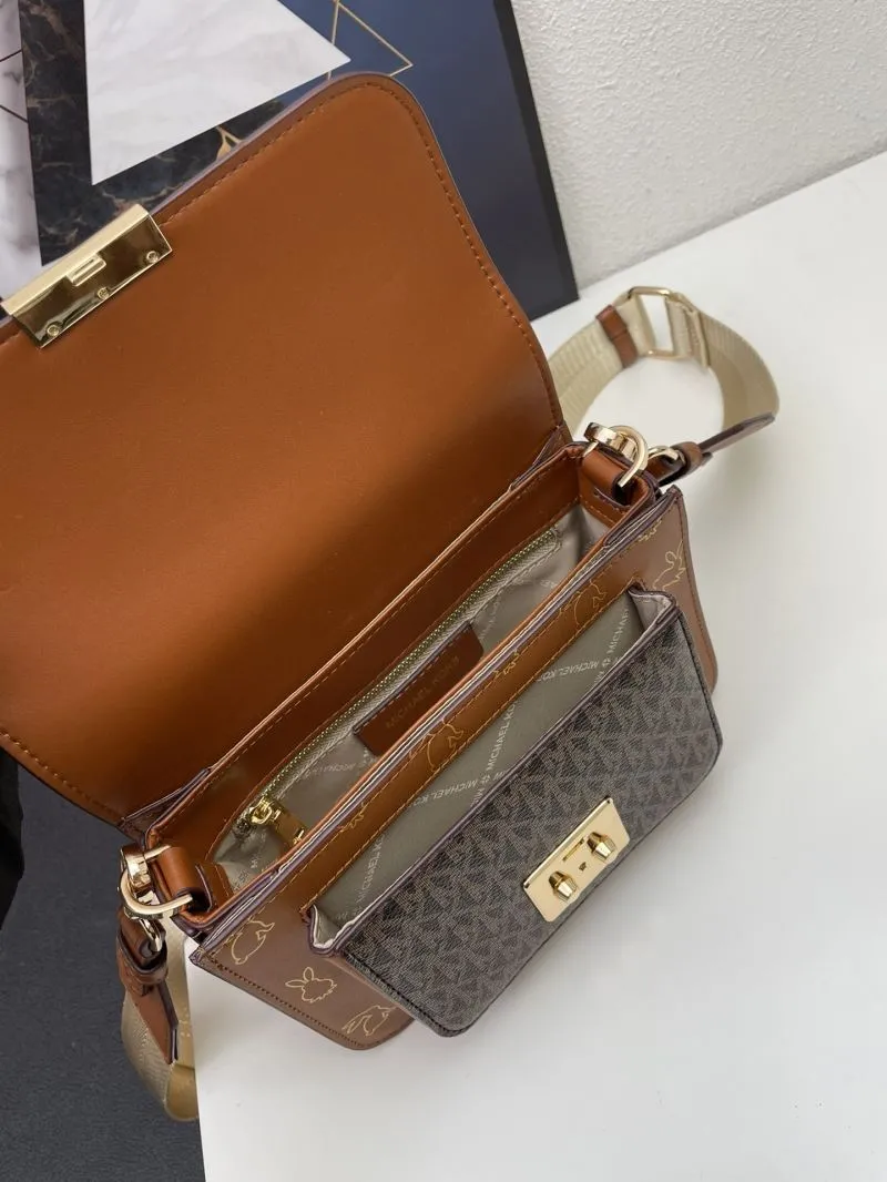 Michael Kors Brown Rabbit Print Crossbody Satchel Bag H02087 21cm - Image 8