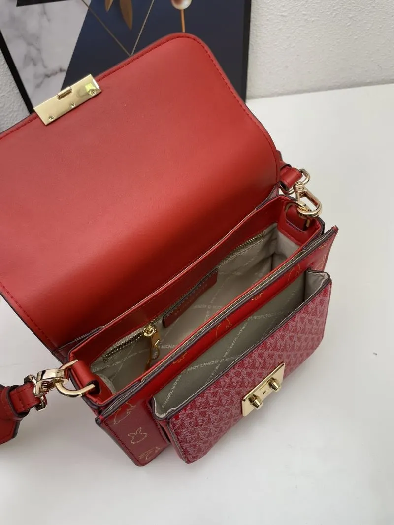 Michael Kors Red Rabbit Print Satchel Crossbody Bag H02087 21cm - Image 8