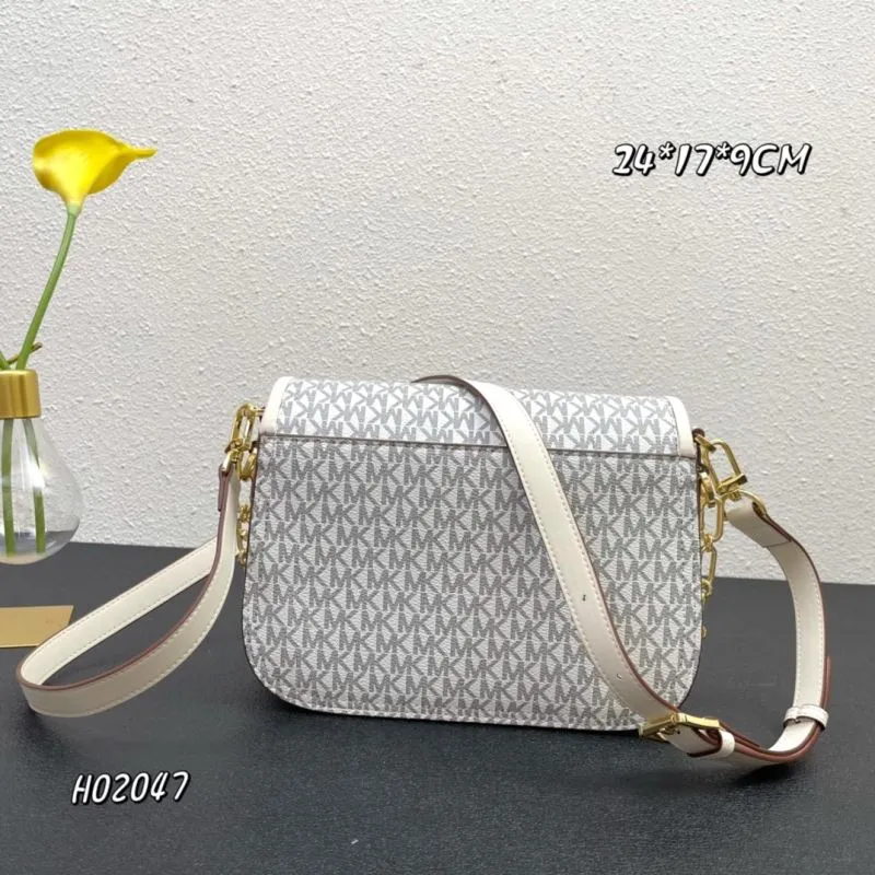 MK Monogram White Satchel Crossbody Bag H02047 - Image 3