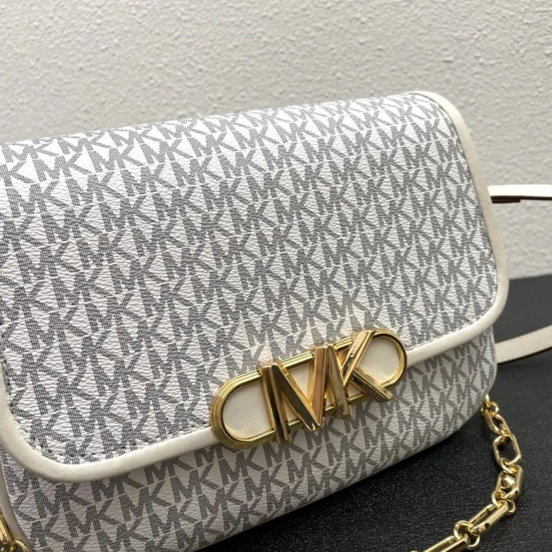 MK Monogram White Satchel Crossbody Bag H02047 - Image 4