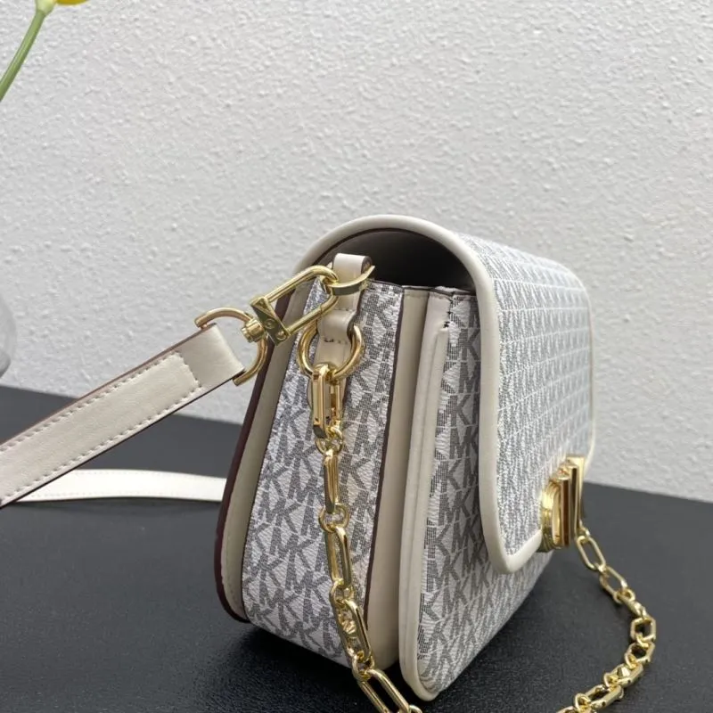MK Monogram White Satchel Crossbody Bag H02047 - Image 5