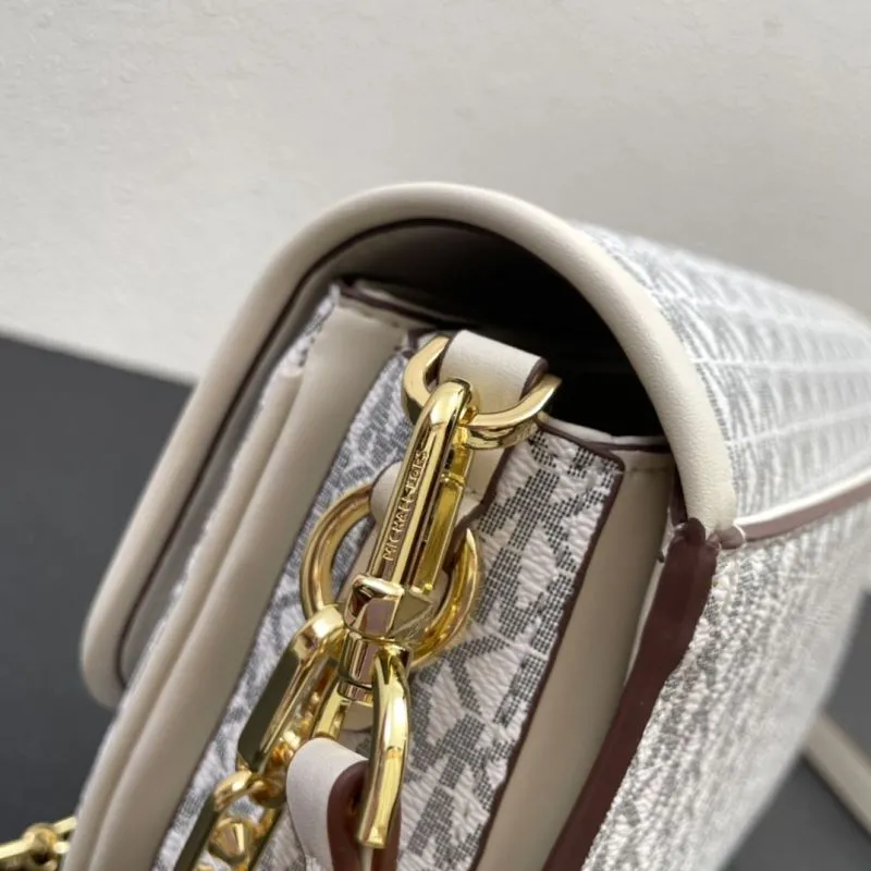 MK Monogram White Satchel Crossbody Bag H02047 - Image 6