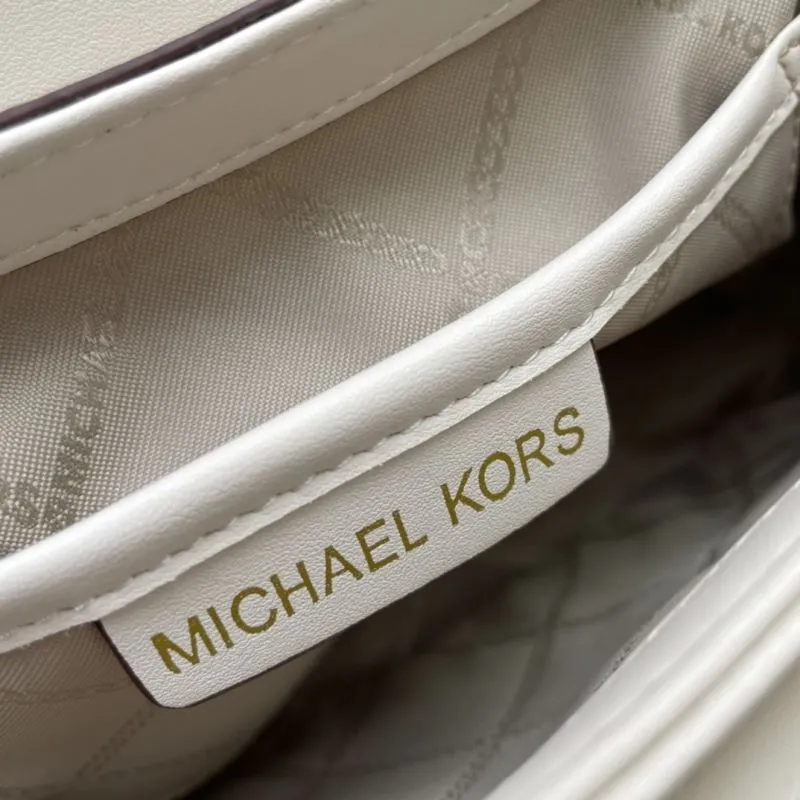 MK Monogram White Satchel Crossbody Bag H02047 - Image 8