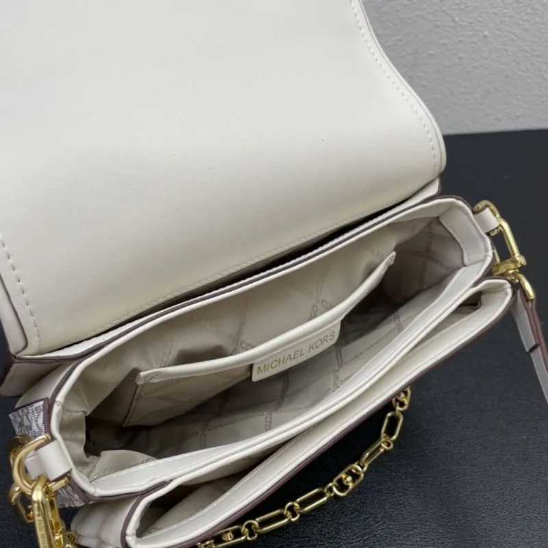 MK Monogram White Satchel Crossbody Bag H02047 - Image 9