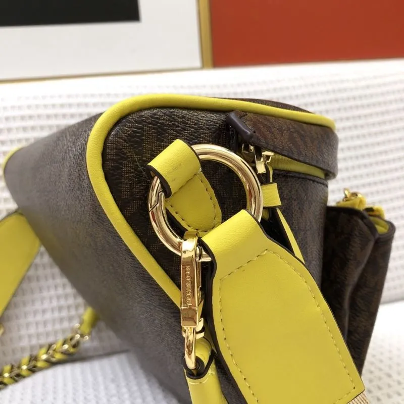 Michael Kors Brown Yellow Trim Crossbody Waist Bag 2036 26cm - Image 5