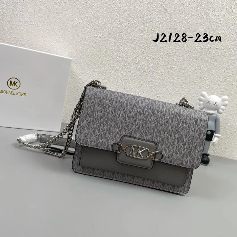 Michael Kors Gray Monogram Satchel Bag J2128 23cm - Image 3