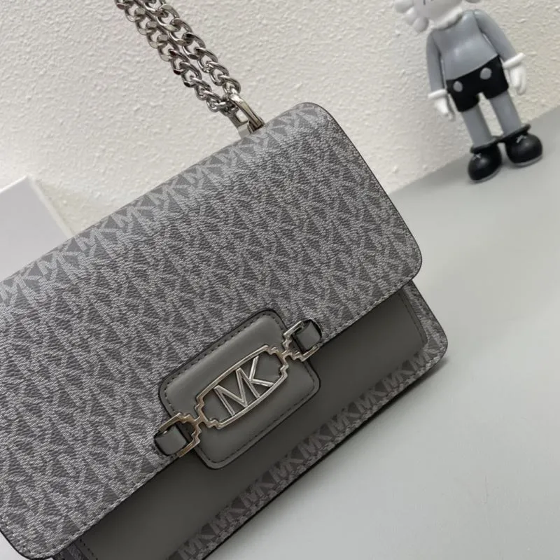 Michael Kors Gray Monogram Satchel Bag J2128 23cm - Image 4
