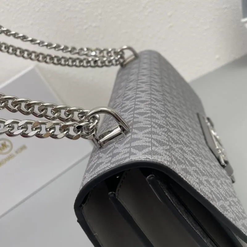 Michael Kors Gray Monogram Satchel Bag J2128 23cm - Image 5