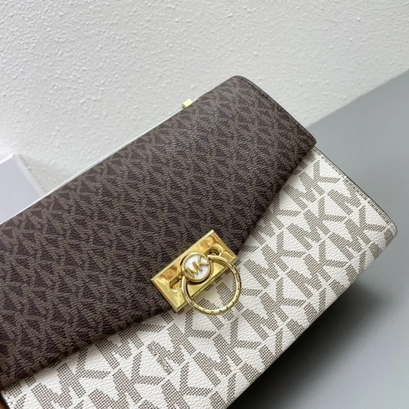 Michael Kors Brown White Monogram Satchel Crossbody Bag 69 - Image 5