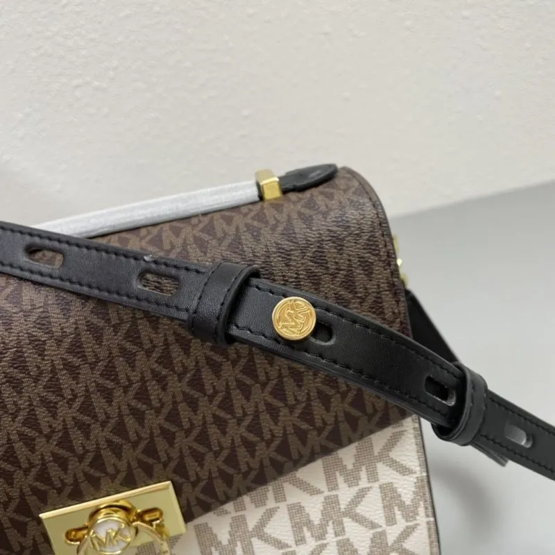 Michael Kors Brown White Monogram Satchel Crossbody Bag 69 - Image 6