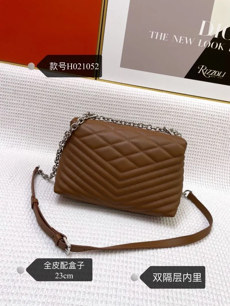 MK Brown Quilted Leather Satchel Bag H021052 23cm - Image 3