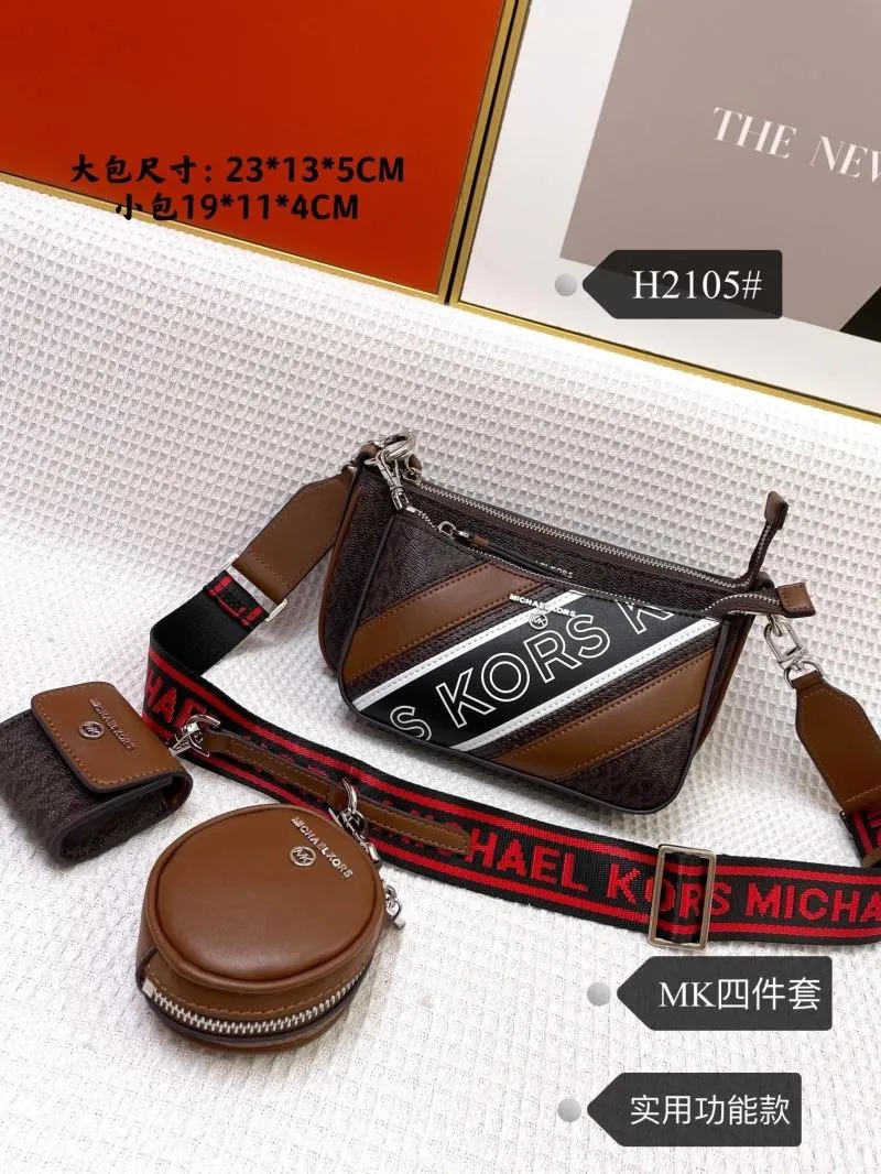 Michael Kors H2105 Brown 4-Piece Crossbody Bag Set