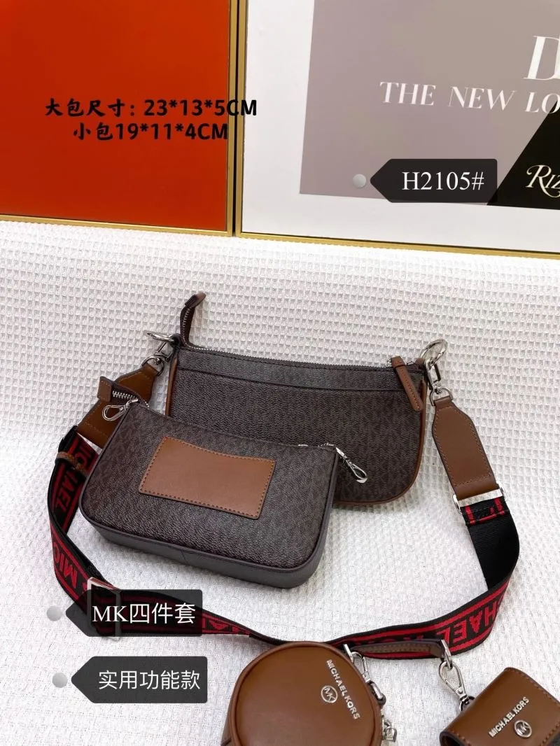 Michael Kors H2105 Brown 4-Piece Crossbody Bag Set - Image 3