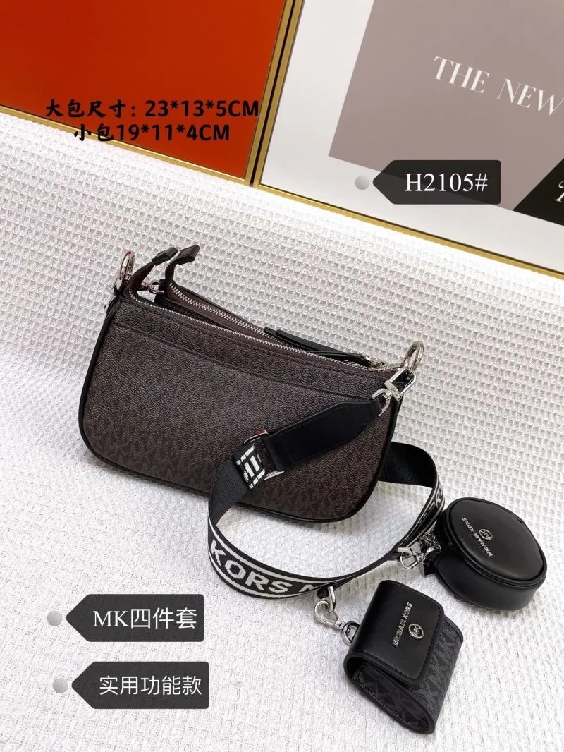 Michael Kors H2105 4 Piece Crossbody Bag Set Dark Brown - Image 4