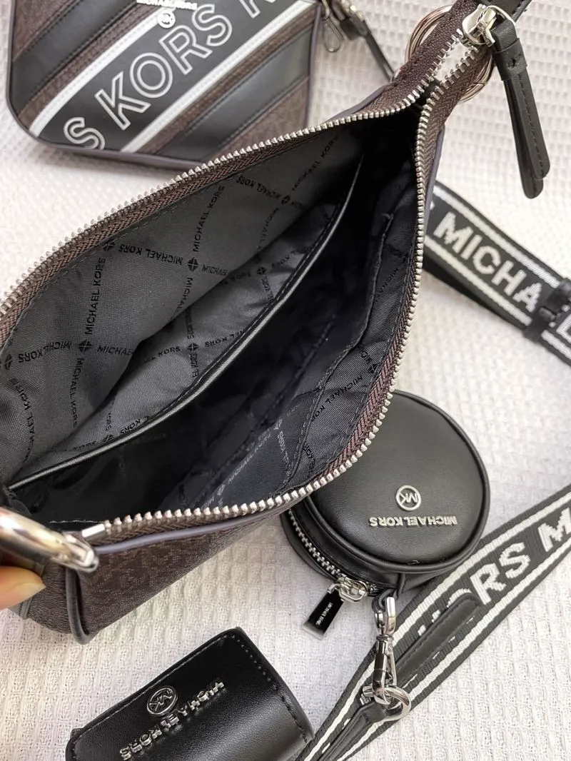 Michael Kors H2105 4 Piece Crossbody Bag Set Dark Brown - Image 8