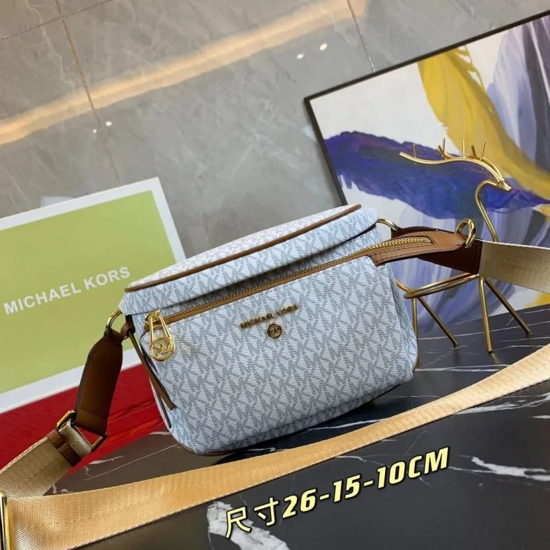 Michael Kors White Monogram Crossbody Satchel Bag