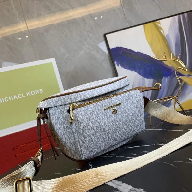 Alternative view of Michael Kors White Monogram Crossbody Satchel Bag
