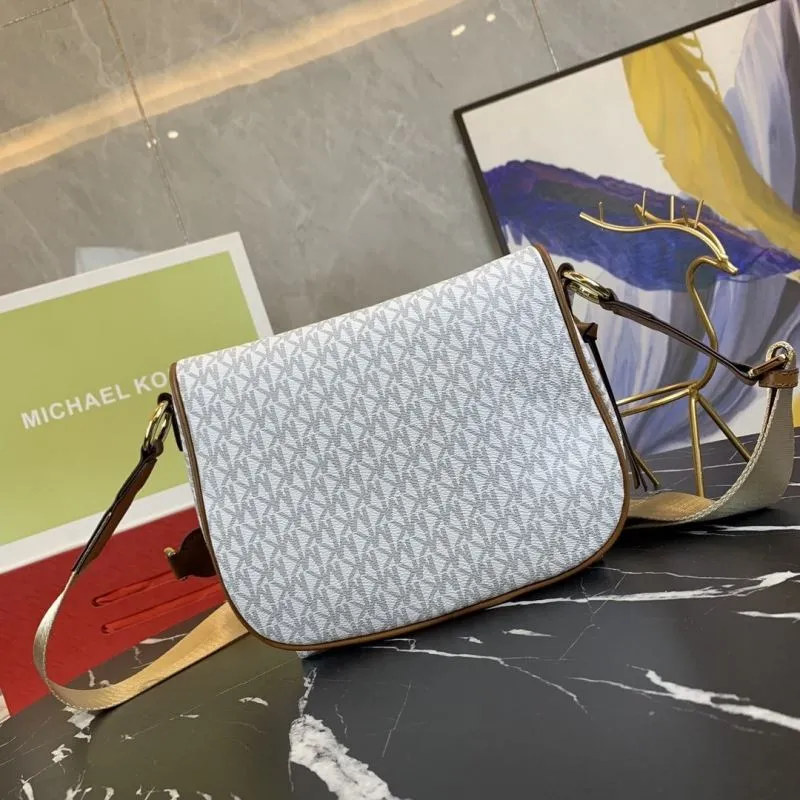 Michael Kors White Monogram Crossbody Satchel Bag - Image 3