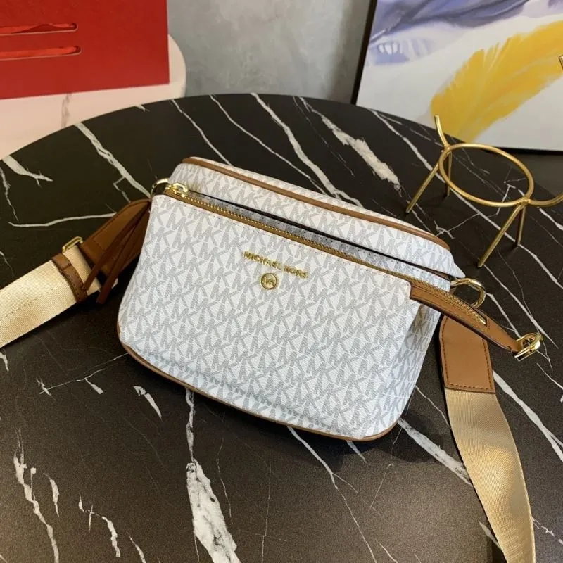 Michael Kors White Monogram Crossbody Satchel Bag - Image 4