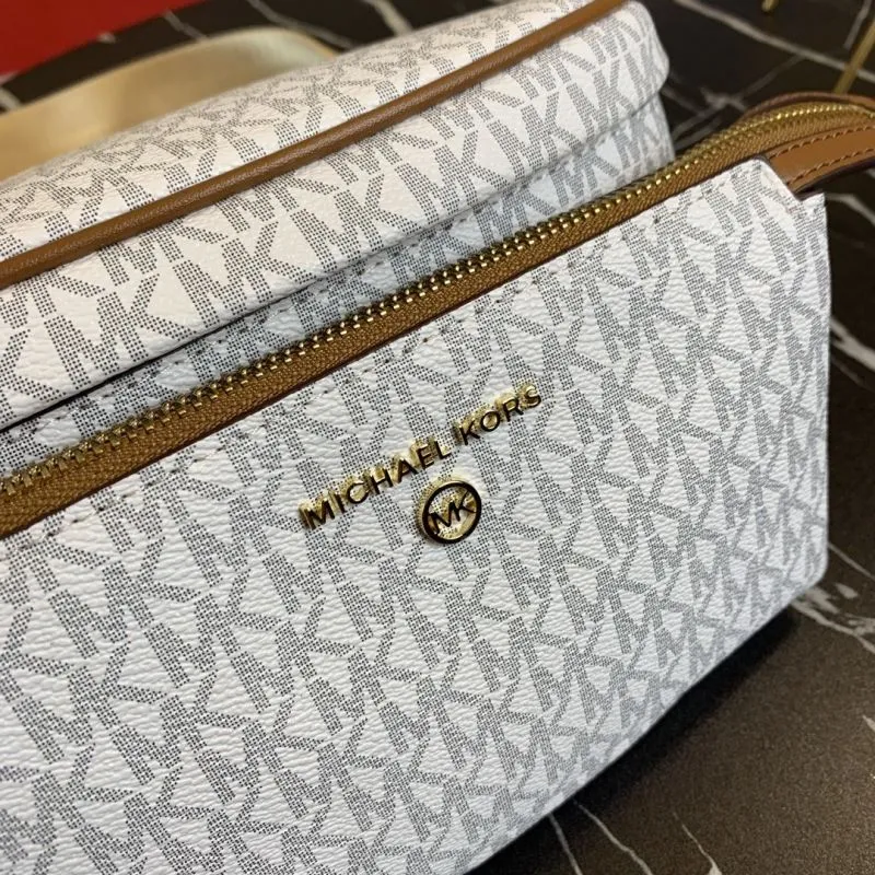 Michael Kors White Monogram Crossbody Satchel Bag - Image 5