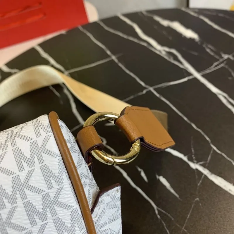 Michael Kors White Monogram Crossbody Satchel Bag - Image 6
