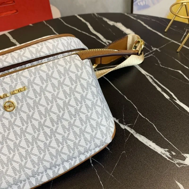 Michael Kors White Monogram Crossbody Satchel Bag - Image 7