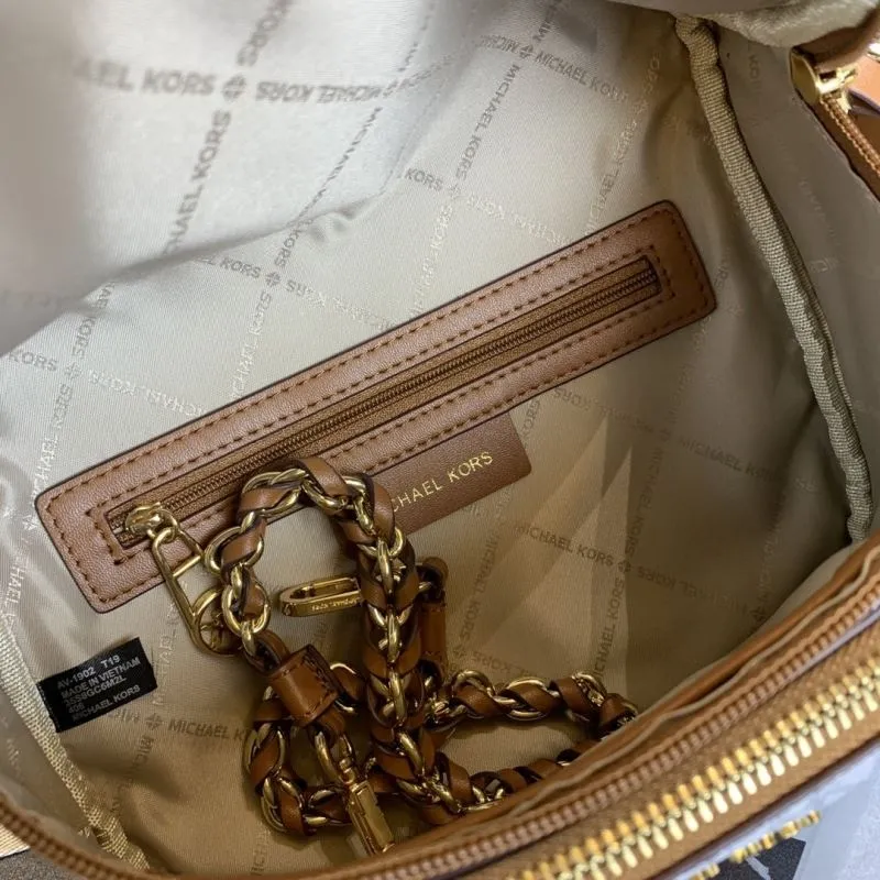 Michael Kors White Monogram Crossbody Satchel Bag - Image 8