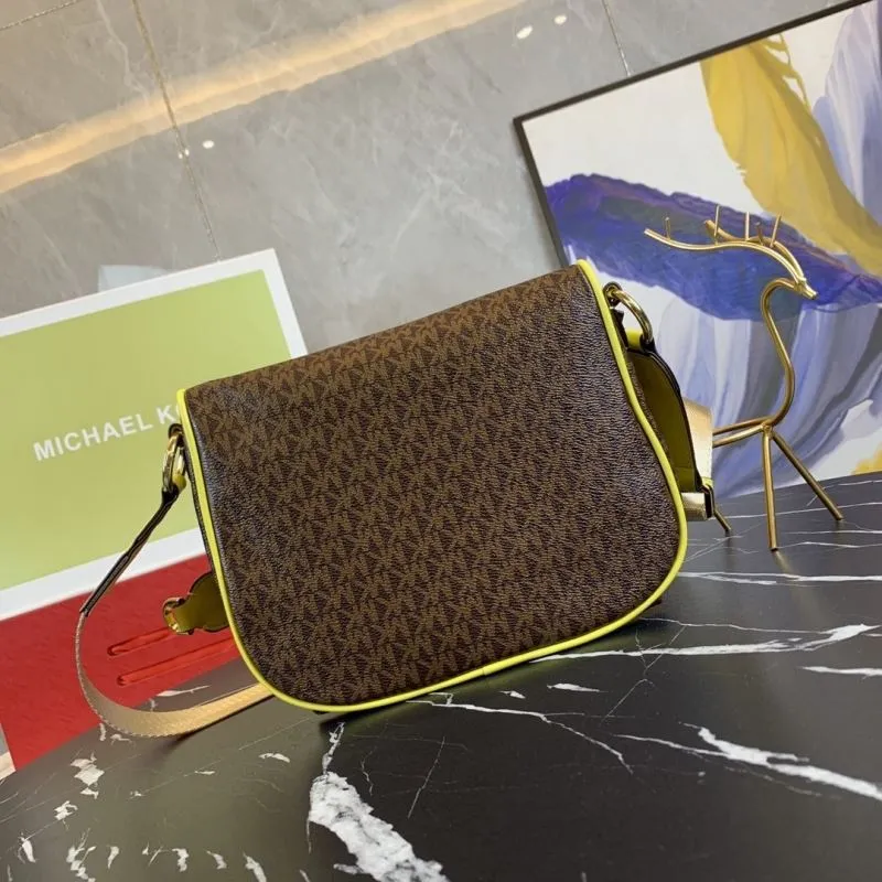 Michael Kors Brown Yellow Satchel Crossbody Bag - Image 3