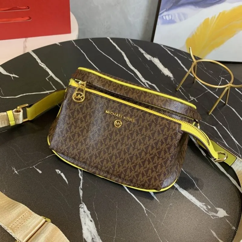 Michael Kors Brown Yellow Satchel Crossbody Bag - Image 4