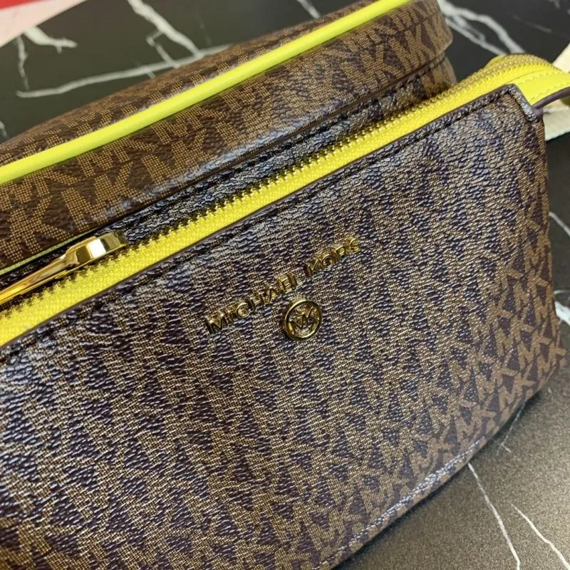 Michael Kors Brown Yellow Satchel Crossbody Bag - Image 5