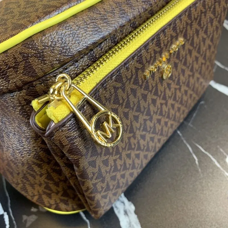 Michael Kors Brown Yellow Satchel Crossbody Bag - Image 6