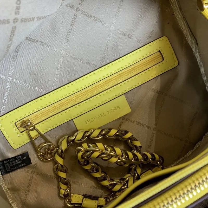 Michael Kors Brown Yellow Satchel Crossbody Bag - Image 8