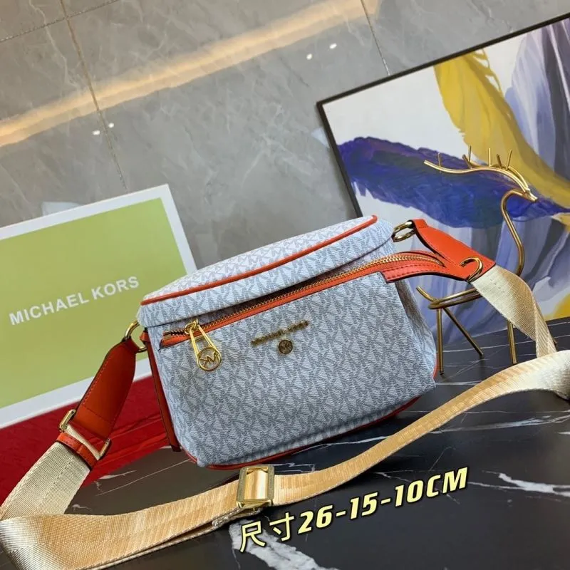Michael Kors White Orange Crossbody Satchel Bag 26-15-10cm