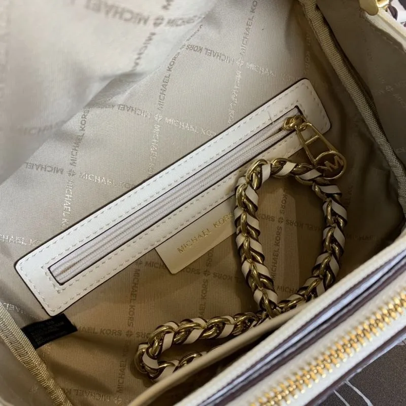 Michael Kors White Monogram Crossbody Bag - Image 8