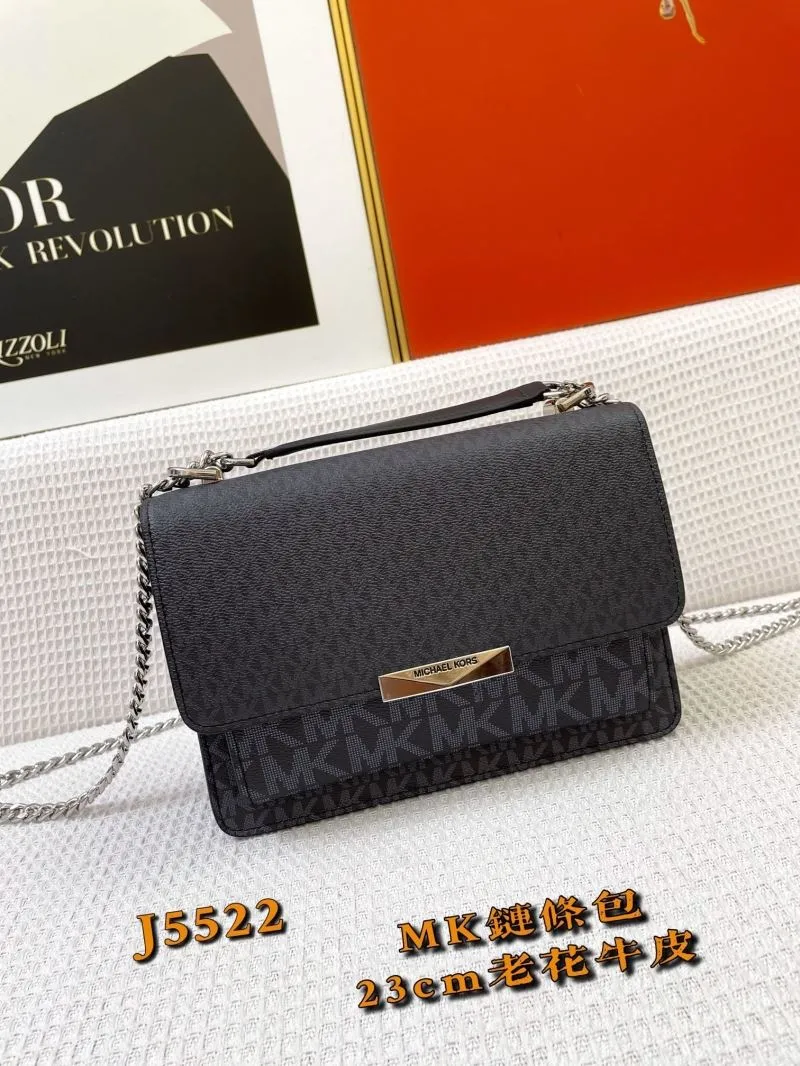 Michael Kors J5522 Black Monogram Chain Satchel Bag - Image 3