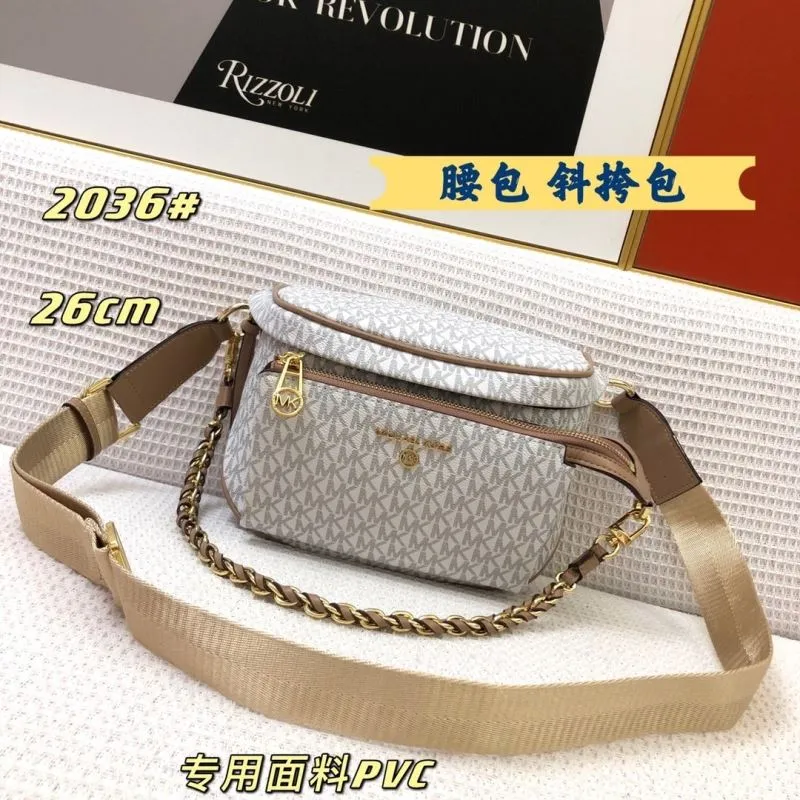 Michael Kors White Monogram Crossbody Waist Bag 2036