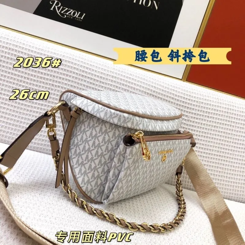 Michael Kors White Monogram Crossbody Waist Bag 2036 - Image 3