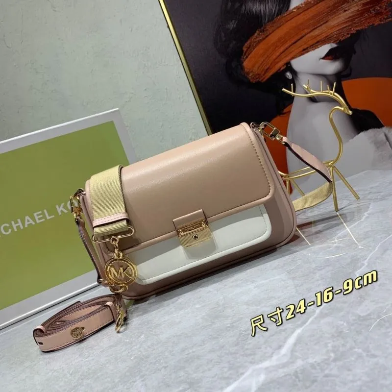 Michael Kors Beige White Satchel Crossbody Bag