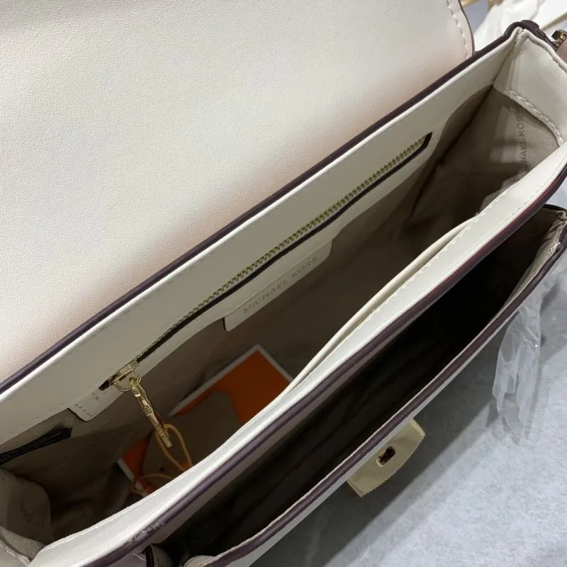Michael Kors Beige White Satchel Crossbody Bag - Image 8