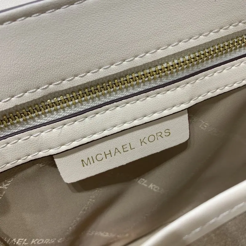 Michael Kors Beige White Satchel Crossbody Bag - Image 9