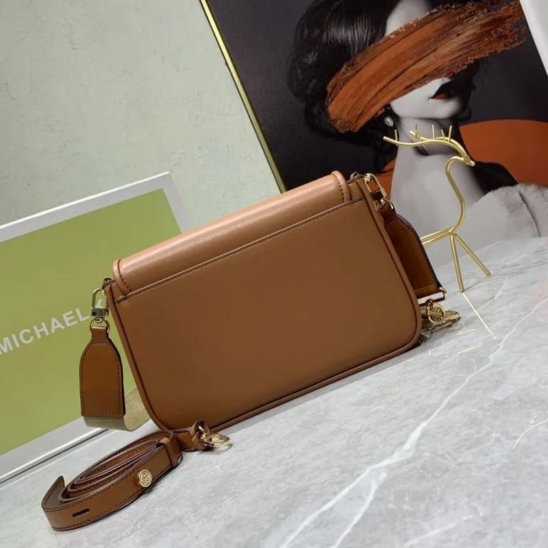 Michael Kors Brown Leather Satchel Crossbody Bag - Image 3