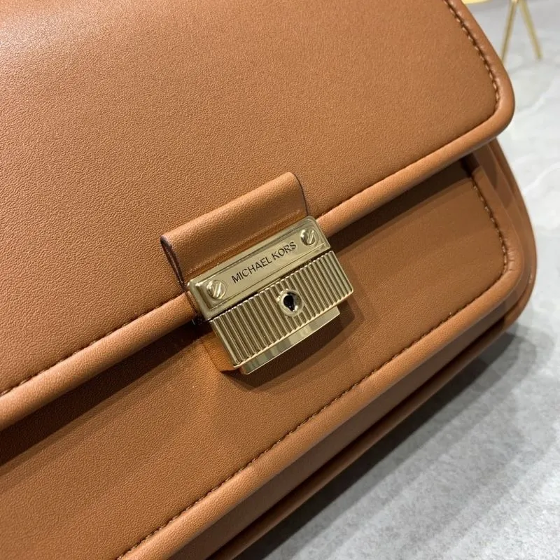 Michael Kors Brown Leather Satchel Crossbody Bag - Image 4