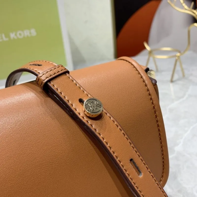 Michael Kors Brown Leather Satchel Crossbody Bag - Image 6