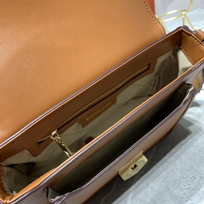 Michael Kors Brown Leather Satchel Crossbody Bag - Image 8