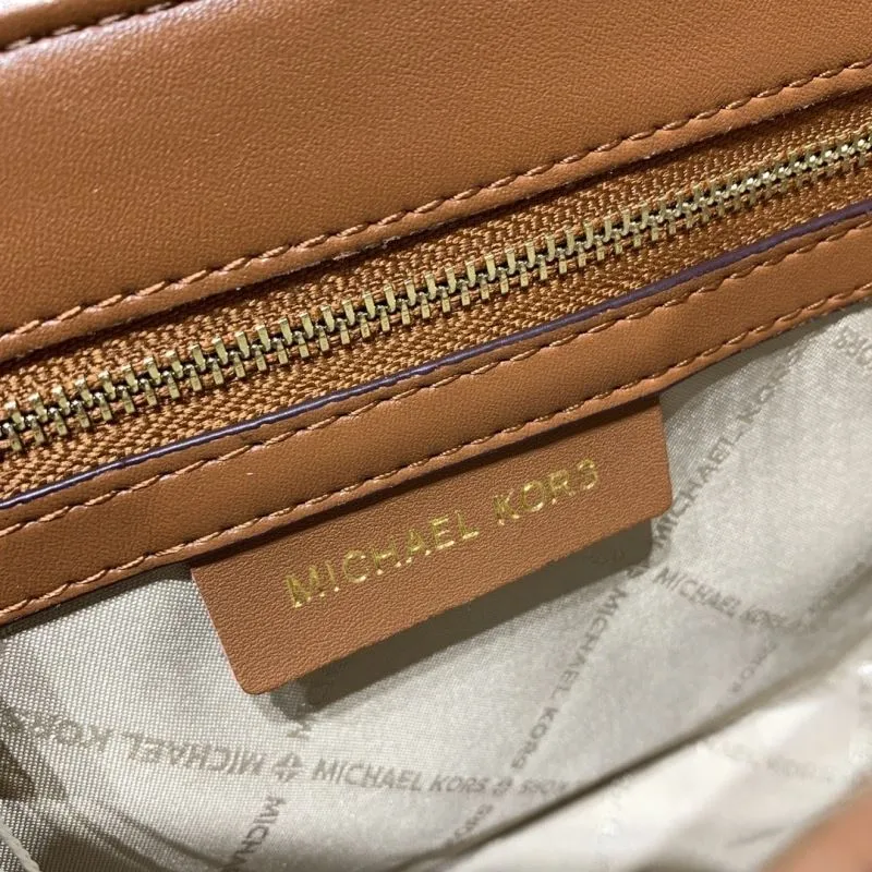 Michael Kors Brown Leather Satchel Crossbody Bag - Image 9