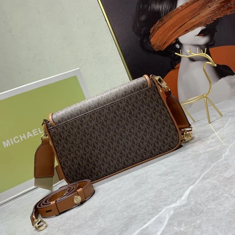 Michael Kors Brown Monogram Satchel Crossbody Bag - Image 3